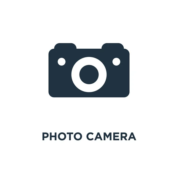 Foto Camera Pictogram Zwarte Gevuld Vectorillustratie Foto Camera Symbool Witte — Stockvector