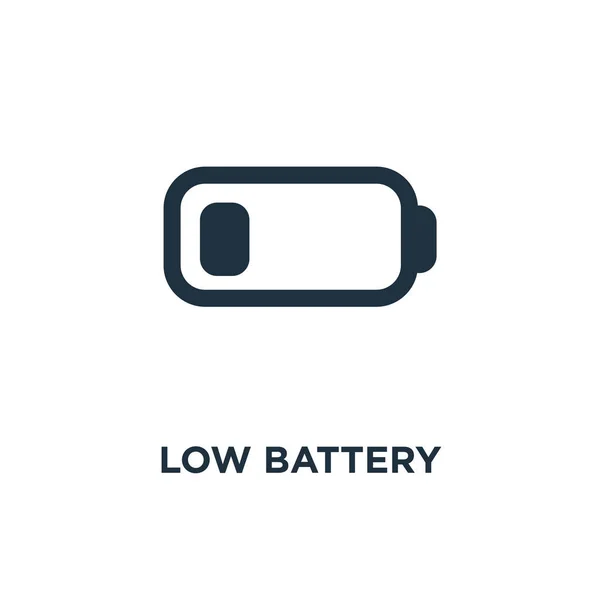 Lage Batterijpictogram Zwarte Gevuld Vectorillustratie Lage Batterijsymbool Witte Achtergrond Kan — Stockvector