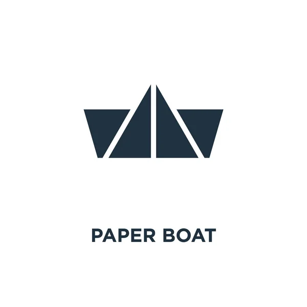 Paper Boat Icon Black Filled Vector Illustration Paper Boat Symbol — Stock Vector