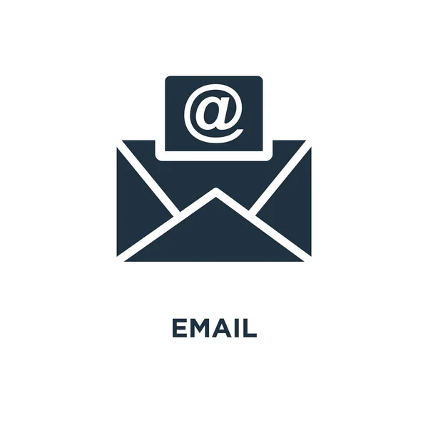 Ícone Email Ilustração Vetorial Cheia Preto Símbolo Email Sobre Fundo —  Vetores de Stock