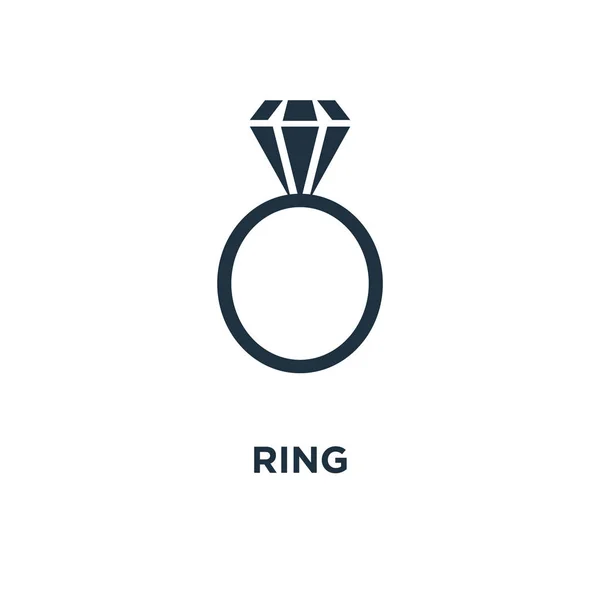 Ring Symbol Schwarz Gefüllte Vektorabbildung Ring Symbol Auf Weißem Hintergrund — Stockvektor