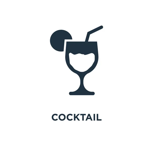 Cocktail Pictogram Zwarte Gevuld Vectorillustratie Cocktail Symbool Witte Achtergrond Kan — Stockvector