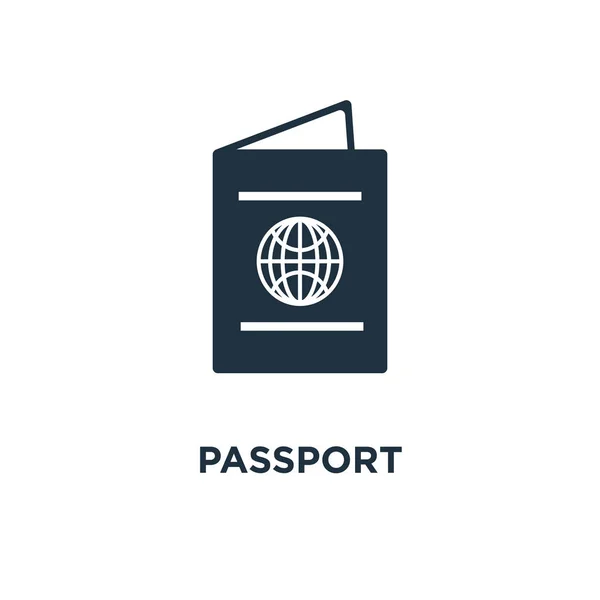 Значок Паспорта Черная Заполненная Векторная Иллюстрация Символ Паспорта Белом Фоне — стоковый вектор