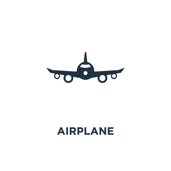 Icono Del Avión Ilustración Vectorial Negra Símbolo Avión Sobre Fondo — Vector de stock