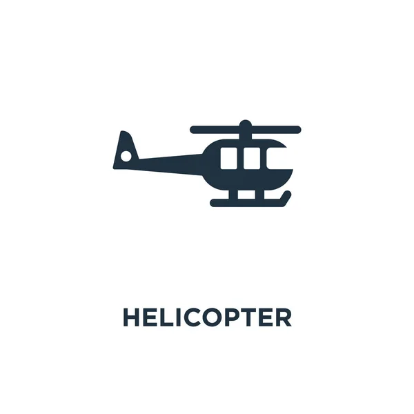 Het Pictogram Van Helikopter Zwarte Gevuld Vectorillustratie Helikopter Symbool Witte — Stockvector