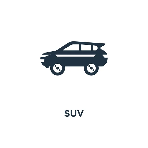 Suv Pictogram Zwarte Gevuld Vectorillustratie Suv Symbool Witte Achtergrond Kan — Stockvector