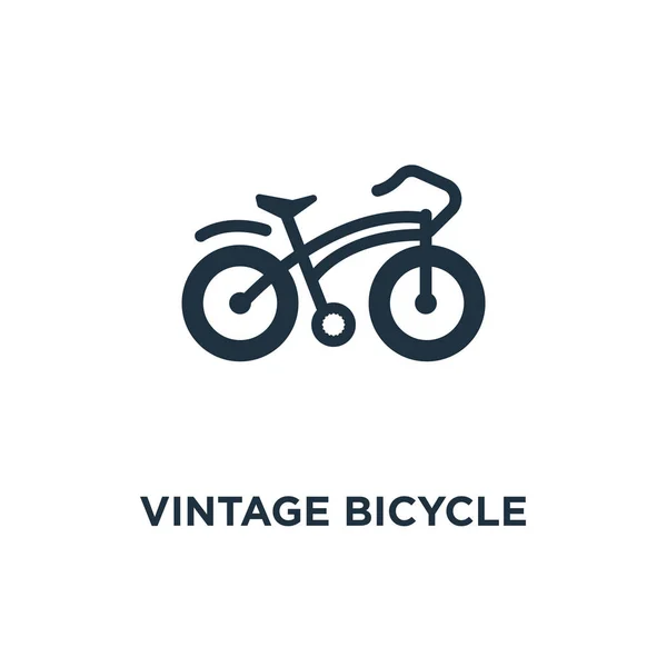 Ícone Bicicleta Vintage Ilustração Vetorial Cheia Preto Símbolo Bicicleta Vintage — Vetor de Stock