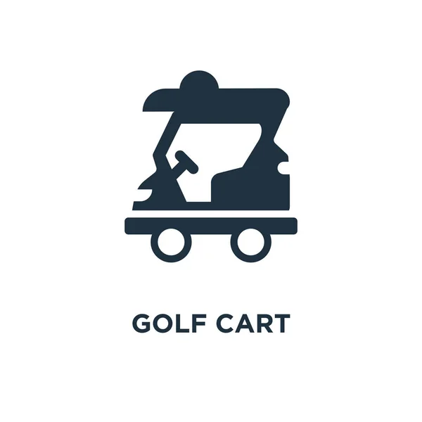 Golfwagen Ikone Schwarz Gefüllte Vektorabbildung Golf Cart Symbol Auf Weißem — Stockvektor