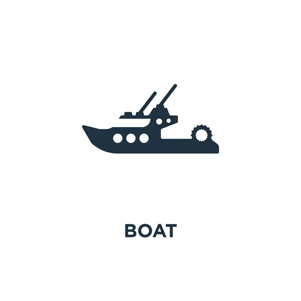 Ícone Barco Ilustração Vetorial Cheia Preto Símbolo Barco Fundo Branco —  Vetores de Stock