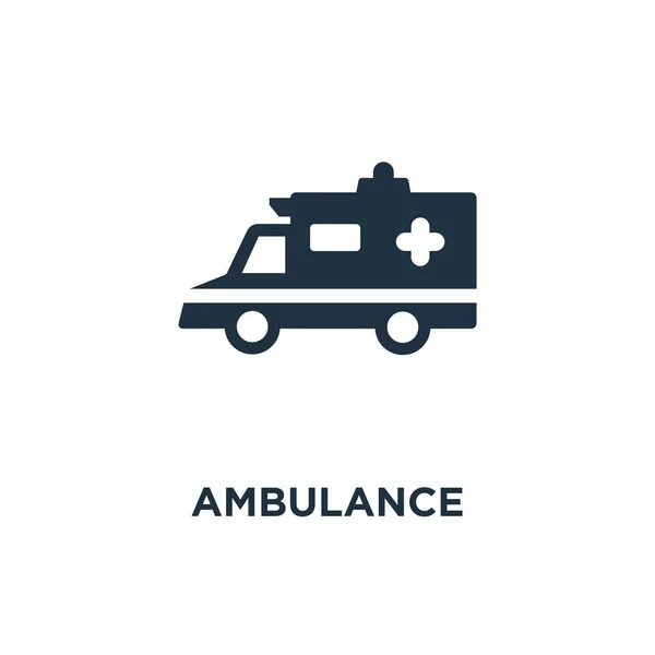 Ambulans Simgesi Siyah Vektör Çizim Dolu Beyaz Arka Plan Ambulans — Stok Vektör