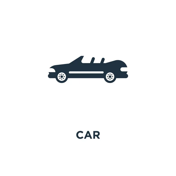 Icono Del Coche Ilustración Vectorial Negra Símbolo Del Coche Sobre — Vector de stock