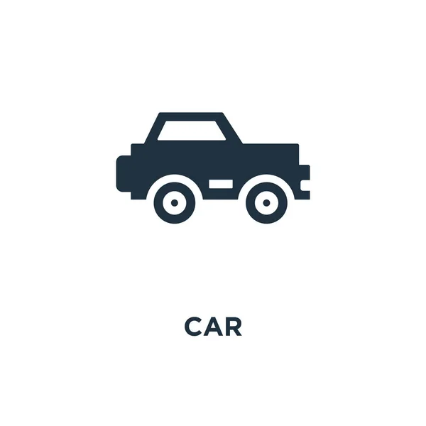 Ícone Carro Ilustração Vetorial Cheia Preto Símbolo Carro Fundo Branco — Vetor de Stock