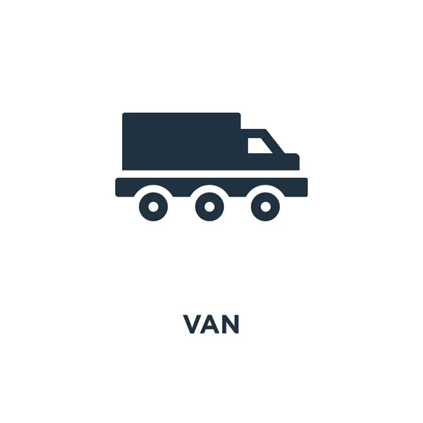 Ikona Van Black Wypełnione Ilustracji Wektorowych Van Symbol Białym Tle — Wektor stockowy