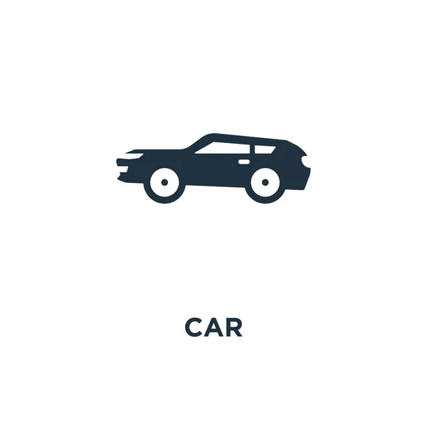 Icono Del Coche Ilustración Vectorial Negra Símbolo Del Coche Sobre — Vector de stock