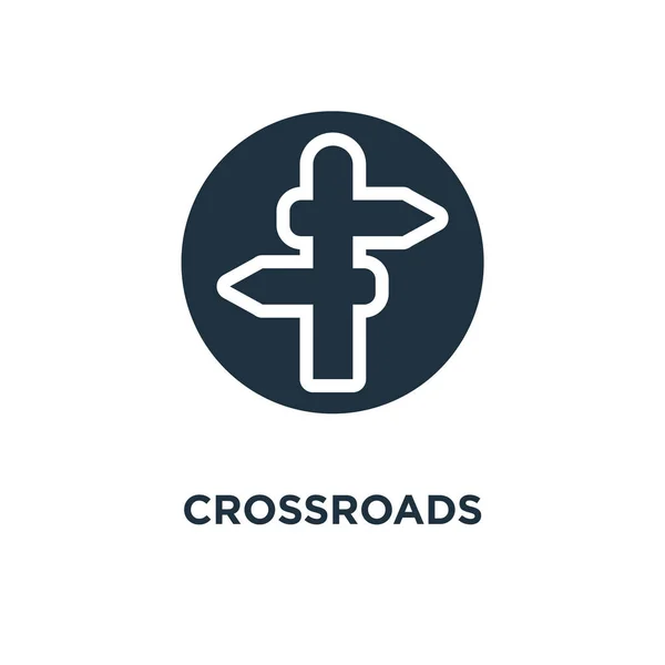 Crossroads Ikonen Svart Fyllt Vektorillustration Crossroads Symbol Vit Bakgrund Kan — Stock vektor