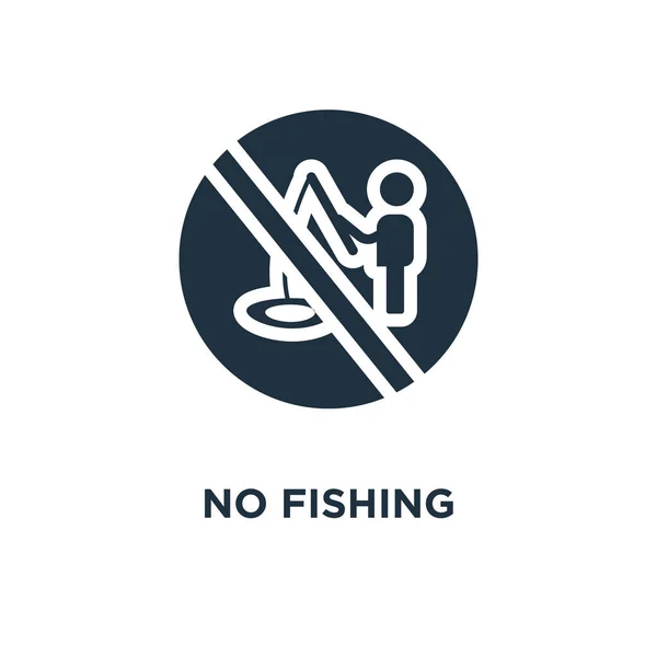 Hay Icono Pesca Ilustración Vectorial Negra Ningún Símbolo Pesca Sobre — Archivo Imágenes Vectoriales