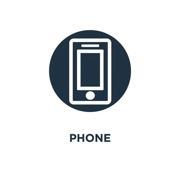 Ícone Telefone Ilustração Vetorial Cheia Preto Símbolo Telefone Fundo Branco — Vetor de Stock