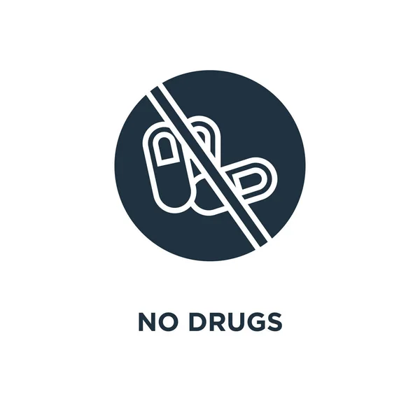 Keine Drogen Ikone Schwarz Gefüllte Vektorabbildung Kein Drogensymbol Auf Weißem — Stockvektor