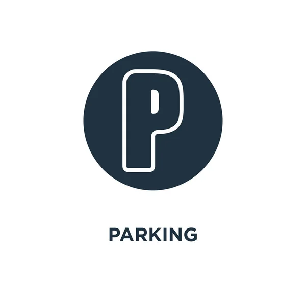 Parking Icon Black Filled Vector Illustration Parking Symbol White Background — Stock Vector