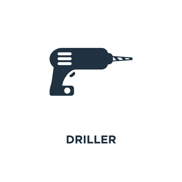 Ikona Driller Black Wypełnione Ilustracji Wektorowych Driller Symbol Białym Tle — Wektor stockowy