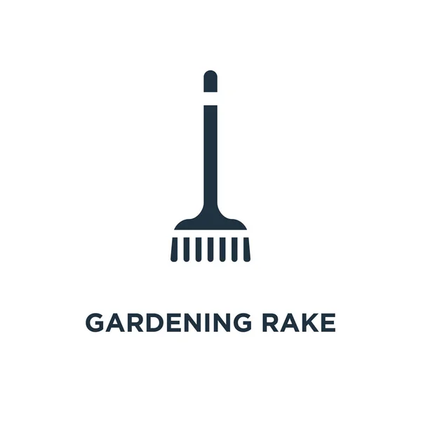 Tuinieren Rake Pictogram Zwarte Gevuld Vectorillustratie Tuinieren Rake Symbool Witte — Stockvector