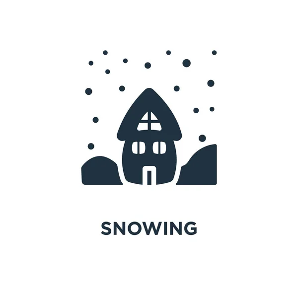 下雪的图标 黑色填充矢量图 白色背景下的下雪符号 可用于网络和移动 — 图库矢量图片