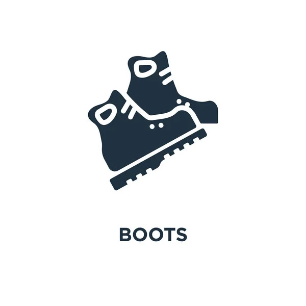 ブーツ アイコン ブラックは ベクター グラフィックを充填しました 白い背景の上のブーツのシンボルです Web およびモバイル使うことが — ストックベクタ