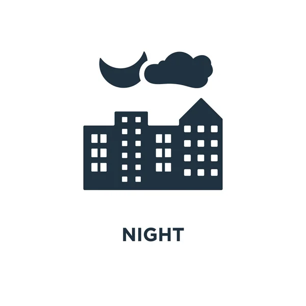 Night Icon Black Wypełnione Ilustracji Wektorowych Noc Symbol Białym Tle — Wektor stockowy