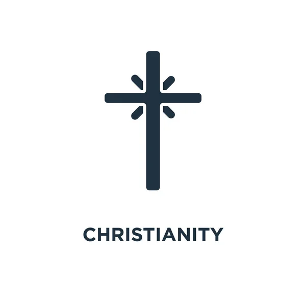 Christianity Icon Black Filled Vector Illustration Christianity Symbol White Background — Stock Vector