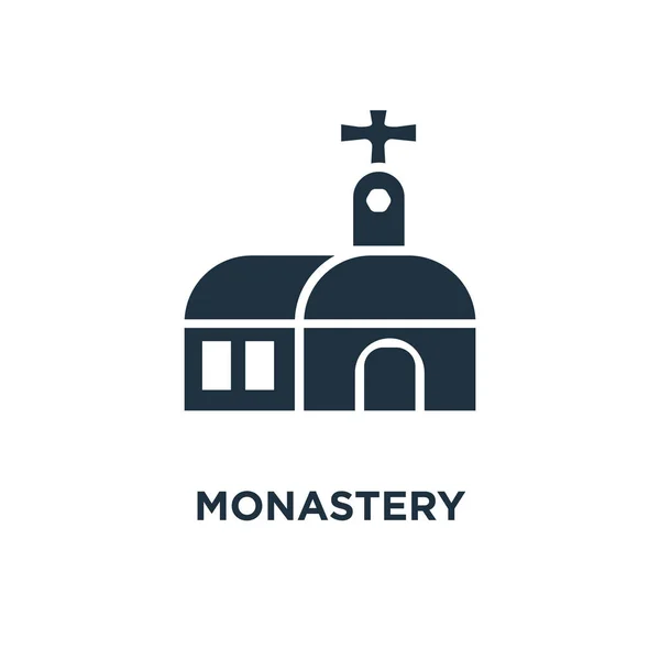 Icône Monastère Illustration Vectorielle Remplie Noir Symbole Monastère Sur Fond — Image vectorielle