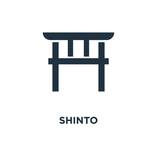 Şinto Simgesi Siyah Vektör Çizim Dolu Beyaz Arka Plan Şinto — Stok Vektör
