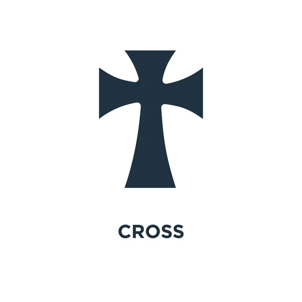 Korsa Ikonen Svart Fyllt Vektorillustration Cross Symbol Vit Bakgrund Kan — Stock vektor