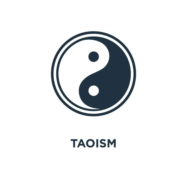 Icono Del Taoísmo Ilustración Vectorial Negra Símbolo Taoísmo Sobre Fondo — Vector de stock