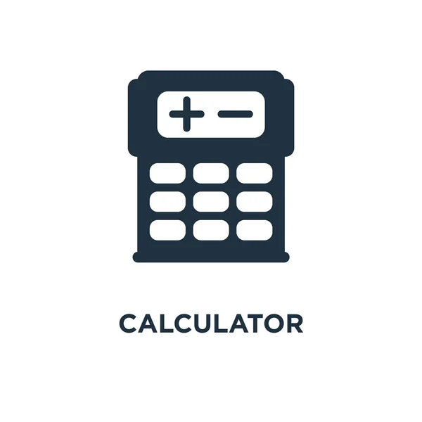 Піктограма Калькулятора Чорні Заповнені Векторні Ілюстрації Символ Калькулятора Білому Тлі — стоковий вектор