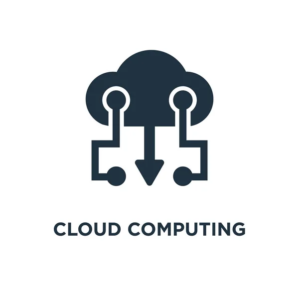 Cloud Computing Ikone Schwarz Gefüllte Vektorabbildung Cloud Computing Symbol Auf — Stockvektor