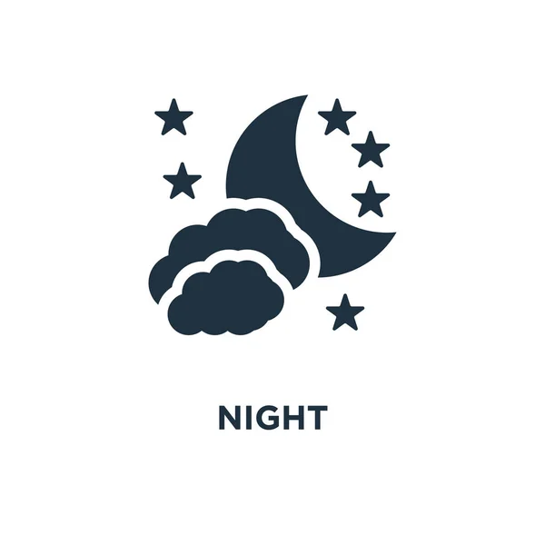 Night Icon Black Wypełnione Ilustracji Wektorowych Noc Symbol Białym Tle — Wektor stockowy