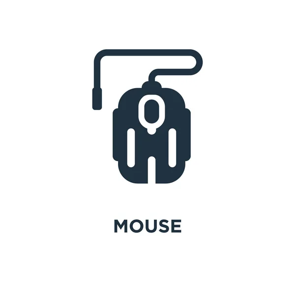 マウス アイコン ブラックは ベクター グラフィックを充填しました 白い背景の上のマウスのシンボルです Web およびモバイル使うことが — ストックベクタ
