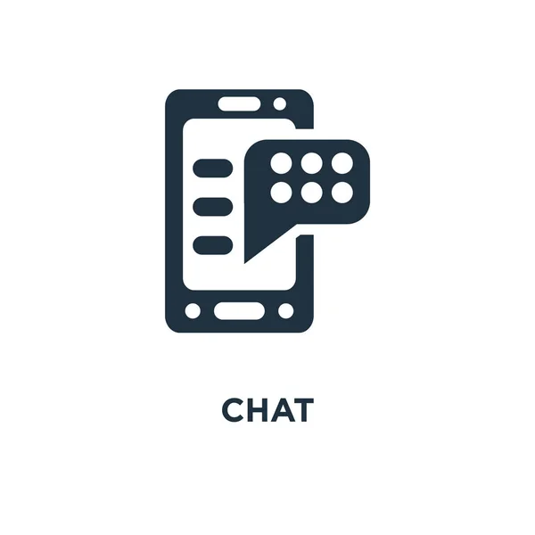 Ícone Chat Ilustração Vetorial Cheia Preto Símbolo Chat Fundo Branco —  Vetores de Stock