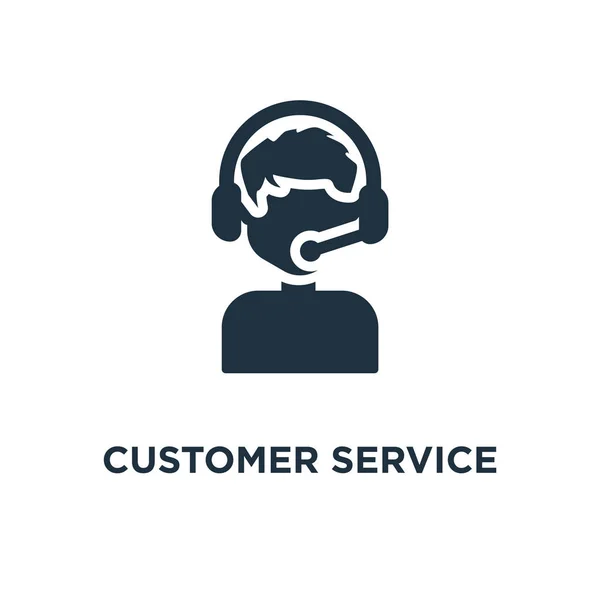 Kundenservice Symbol Schwarz Gefüllte Vektorabbildung Kundendienstsymbol Auf Weißem Hintergrund Web — Stockvektor