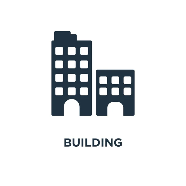 Ikon Bangunan Ilustrasi Vektor Berisi Hitam Membangun Simbol Latar Belakang - Stok Vektor