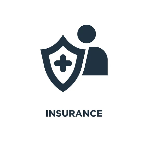 Insurance Icon Black Filled Vector Illustration Insurance Symbol White Background — Stock Vector