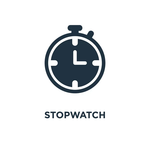 Stopwatch Pictogram Zwarte Gevuld Vectorillustratie Stopwatch Symbool Witte Achtergrond Kan — Stockvector