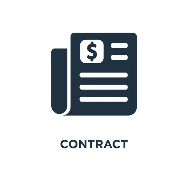 Ícone Contrato Ilustração Vetorial Cheia Preto Símbolo Contrato Fundo Branco —  Vetores de Stock
