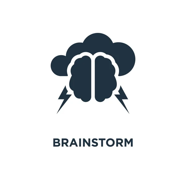 Brainstorm Pictogram Zwarte Gevuld Vectorillustratie Brainstorm Symbool Witte Achtergrond Kan — Stockvector