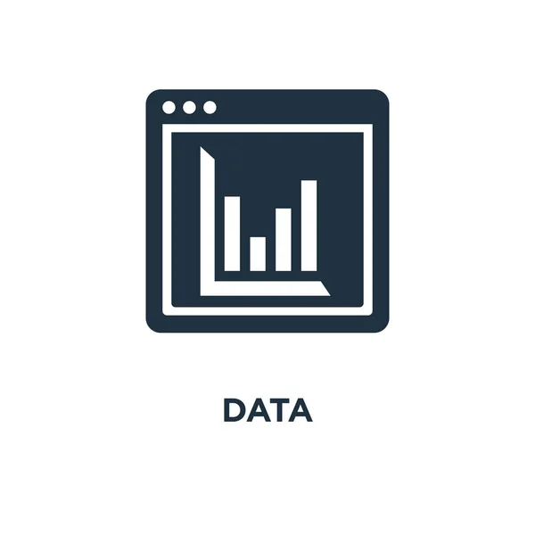 Icono Datos Ilustración Vectorial Negra Símbolo Datos Sobre Fondo Blanco — Vector de stock