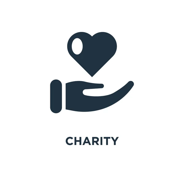Icono Caridad Ilustración Vectorial Negra Símbolo Caridad Sobre Fondo Blanco — Vector de stock