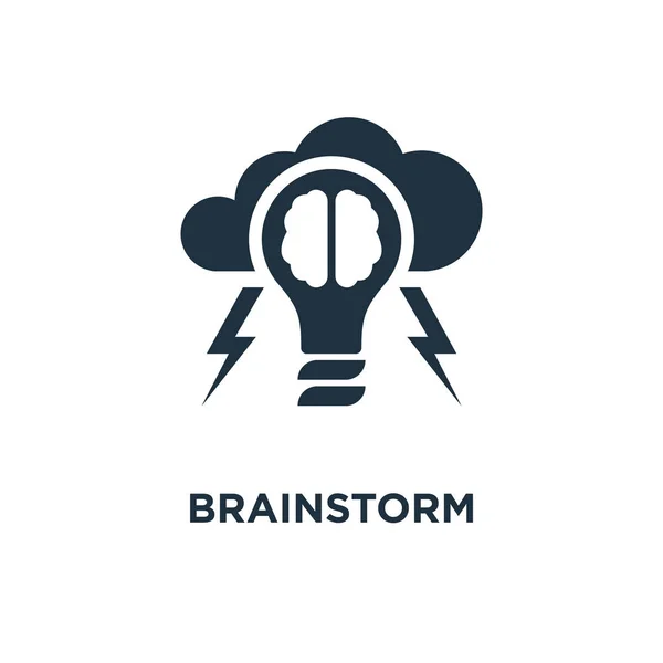 Ikona Brainstorm Black Wypełnione Ilustracji Wektorowych Brainstorm Symbol Białym Tle — Wektor stockowy