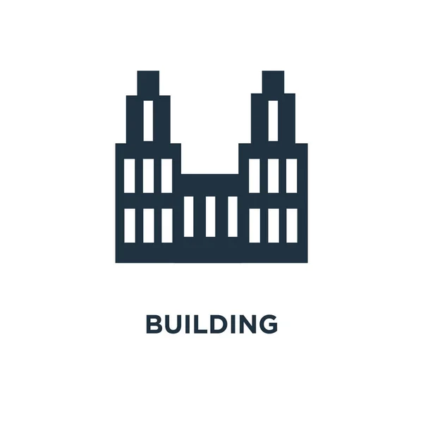 Gebäude Symbol Schwarz Gefüllte Vektorabbildung Bausymbol Auf Weißem Hintergrund Web — Stockvektor