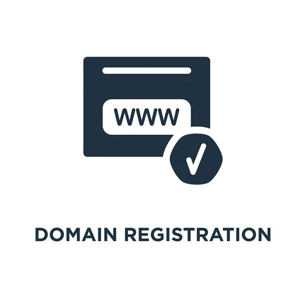 Domain Regisztráció Ikonra Fekete Töltött Vektoros Illusztráció Domain Regisztráció Szimbólum — Stock Vector