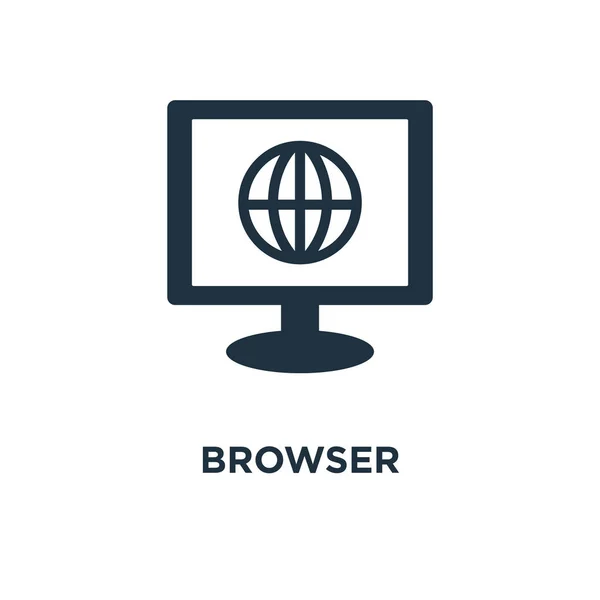Browser Symbol Schwarz Gefüllte Vektorabbildung Browser Symbol Auf Weißem Hintergrund — Stockvektor